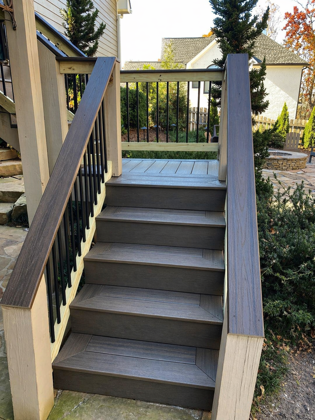 Custom staircase with wood railing