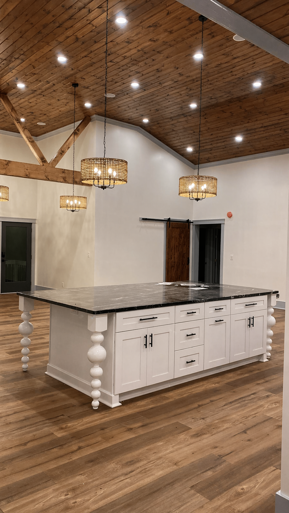 Dining hall with custom lighting